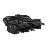 Huron Black Power Double Reclining Loveseat with Center Console from Homelegance - Luna Furniture
