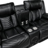 Huron Black Power Double Reclining Loveseat with Center Console from Homelegance - Luna Furniture