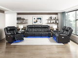 Huron Black Power Double Reclining Loveseat with Center Console from Homelegance - Luna Furniture