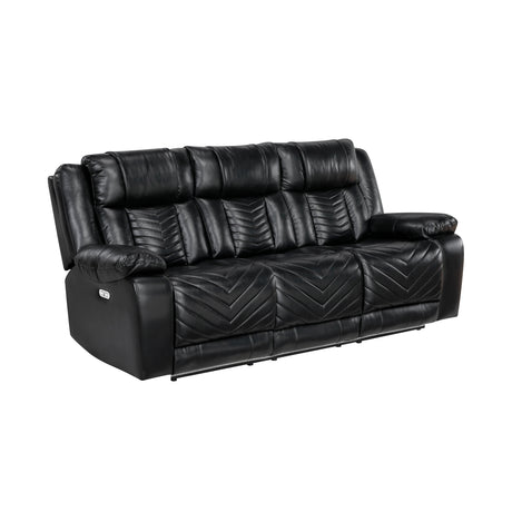 Huron Black Power Double Reclining Sofa from Homelegance - Luna Furniture
