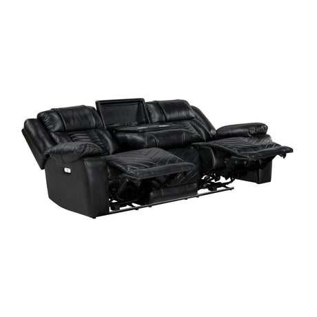 Huron Black Power Double Reclining Sofa from Homelegance - Luna Furniture
