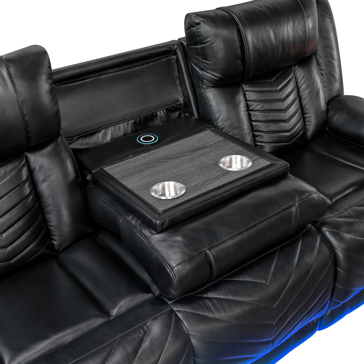 Huron Black Power Double Reclining Sofa from Homelegance - Luna Furniture