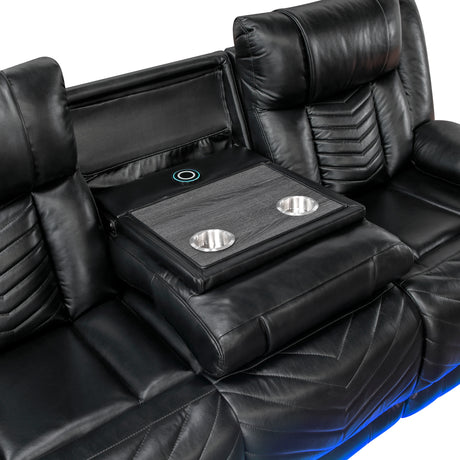 Huron Black Power Double Reclining Sofa from Homelegance - Luna Furniture