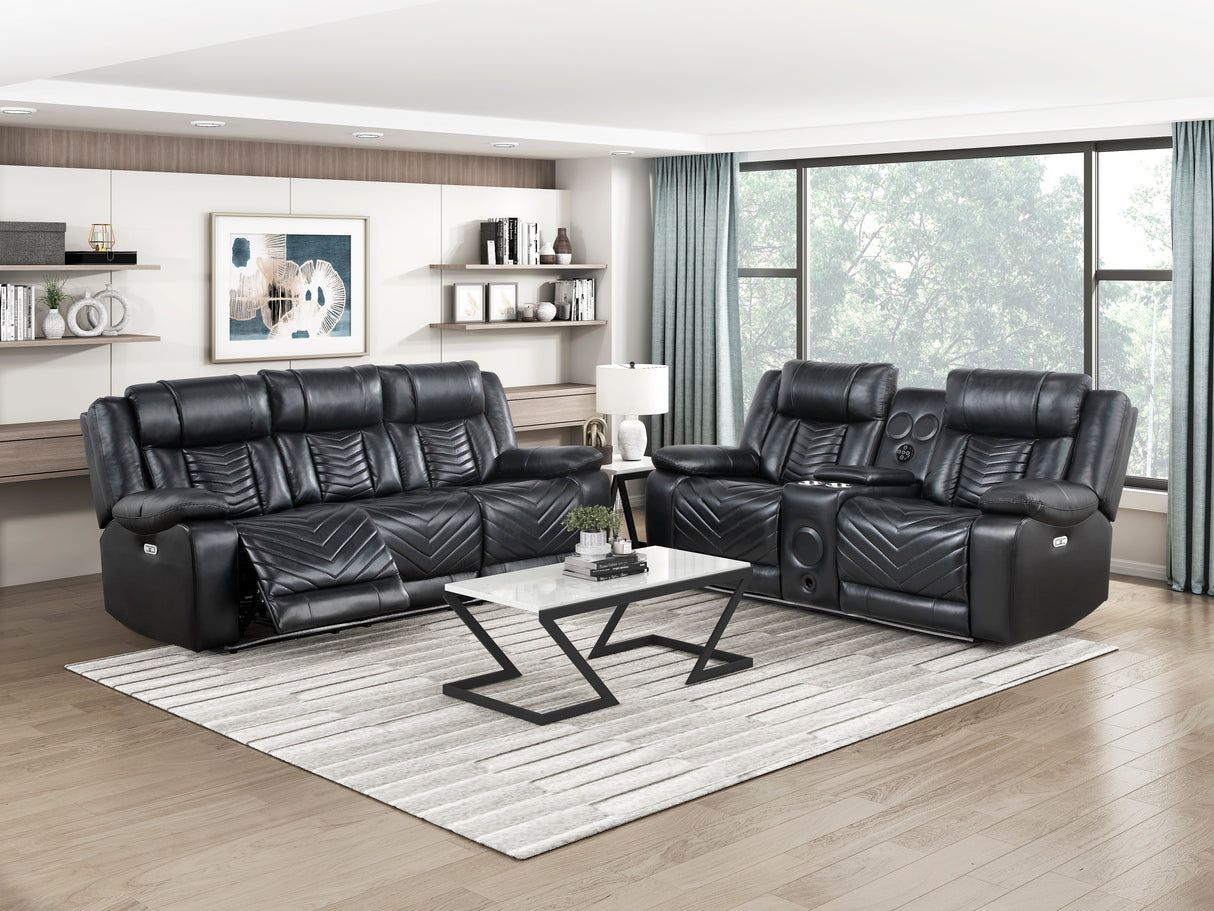 Huron Black Power Double Reclining Sofa from Homelegance - Luna Furniture