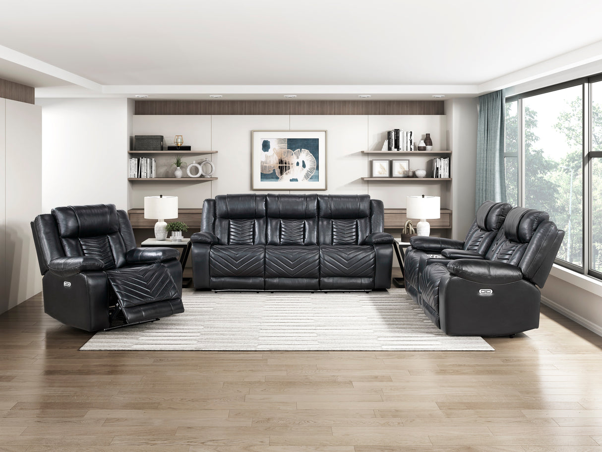 Huron Black Power Double Reclining Sofa from Homelegance - Luna Furniture