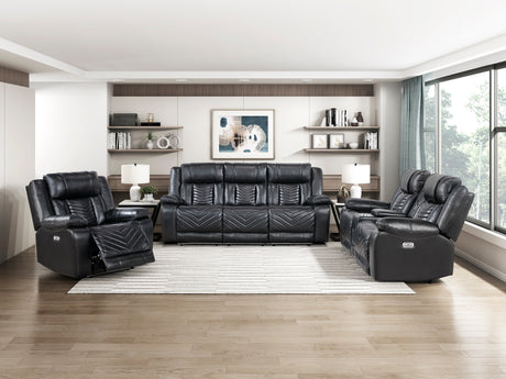 Huron Black Power Double Reclining Sofa from Homelegance - Luna Furniture