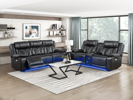 Huron Black Power Double Reclining Sofa from Homelegance - Luna Furniture