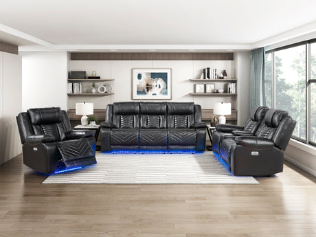 Huron Black Power Double Reclining Sofa from Homelegance - Luna Furniture