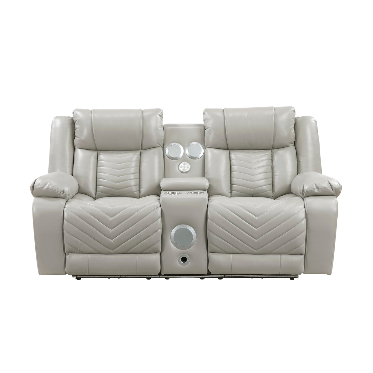 Huron Gray Power Double Reclining Loveseat with Center Console from Homelegance - Luna Furniture