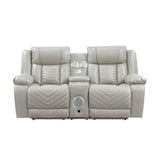 Huron Gray Power Double Reclining Loveseat with Center Console from Homelegance - Luna Furniture