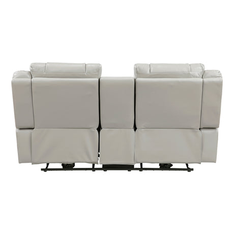 Huron Gray Power Double Reclining Loveseat with Center Console from Homelegance - Luna Furniture