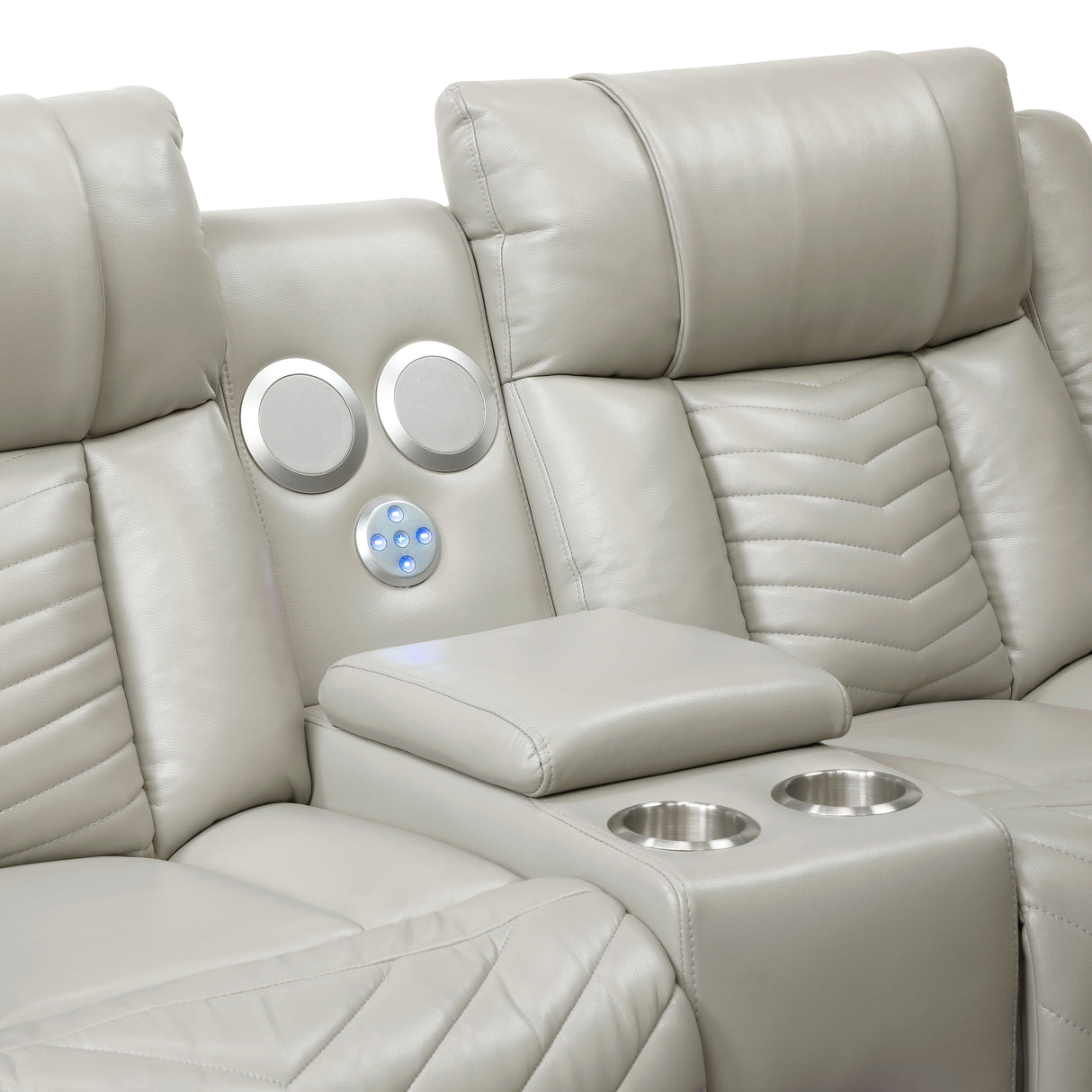 Huron Gray Power Double Reclining Loveseat with Center Console from Homelegance - Luna Furniture
