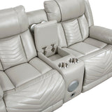 Huron Gray Power Double Reclining Loveseat with Center Console from Homelegance - Luna Furniture