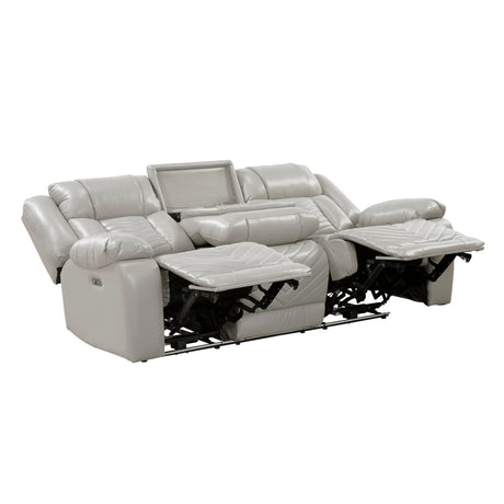 Huron Gray Power Double Reclining Sofa from Homelegance - Luna Furniture