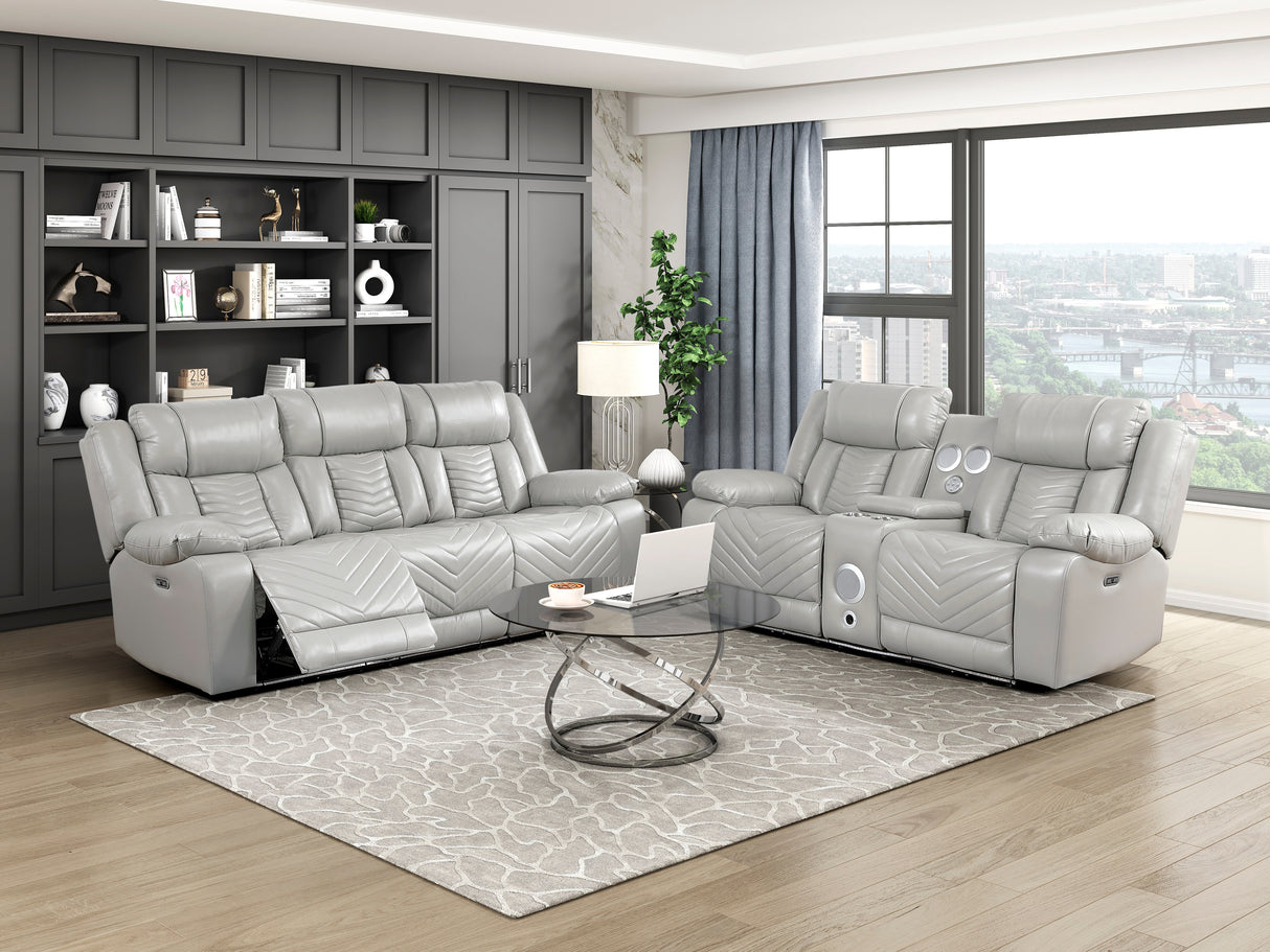 Huron Gray Power Double Reclining Sofa from Homelegance - Luna Furniture