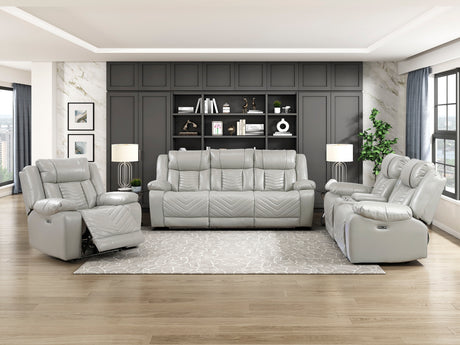 Huron Gray Power Double Reclining Sofa from Homelegance - Luna Furniture