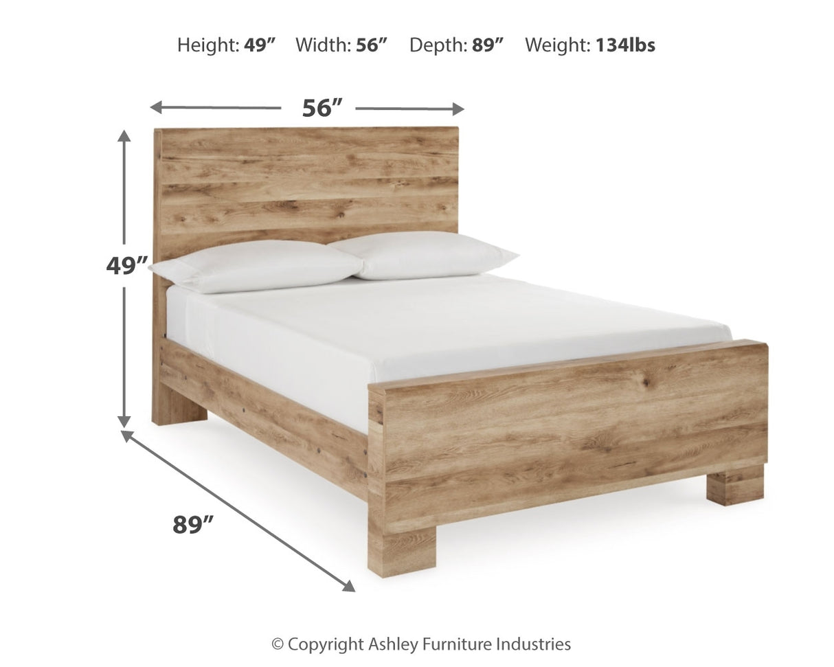 Hyanna Full Panel Bed with Mirrored Dresser and Nightstand in Tan Brown from Ashley Furniture - Luna Furniture