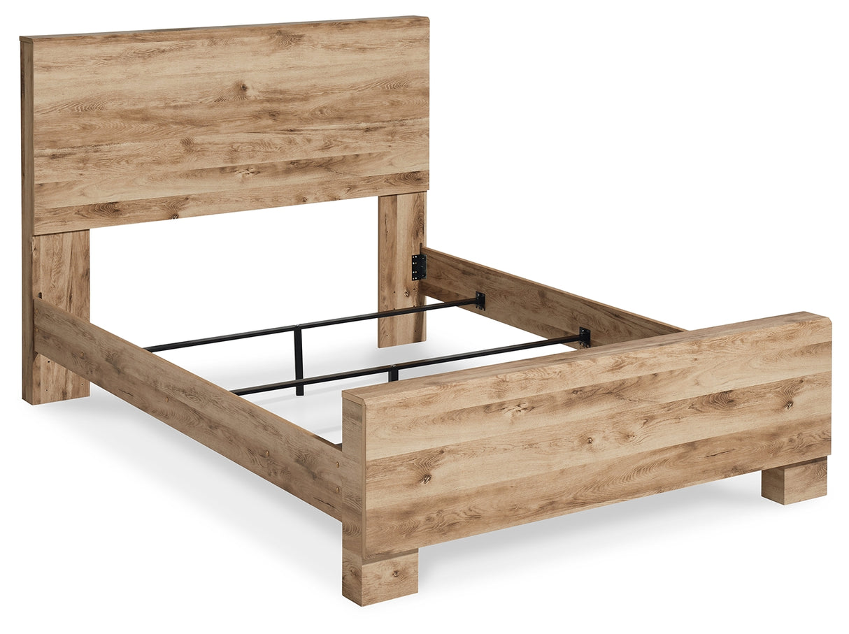Hyanna King Panel Bed with Mirrored Dresser and 2 Nightstands in Tan Brown from Ashley Furniture - Luna Furniture
