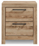 Hyanna King Panel Bed with Mirrored Dresser and 2 Nightstands in Tan Brown from Ashley Furniture - Luna Furniture