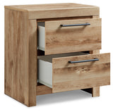 Hyanna King Panel Bed with Mirrored Dresser and 2 Nightstands in Tan Brown from Ashley Furniture - Luna Furniture