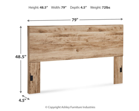 Hyanna King Panel Headboard with Mirrored Dresser in Tan Brown from Ashley - Luna Furniture