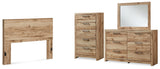 Hyanna Queen Panel Headboard with Mirrored Dresser and Chest in Tan Brown from Ashley Furniture - Luna Furniture