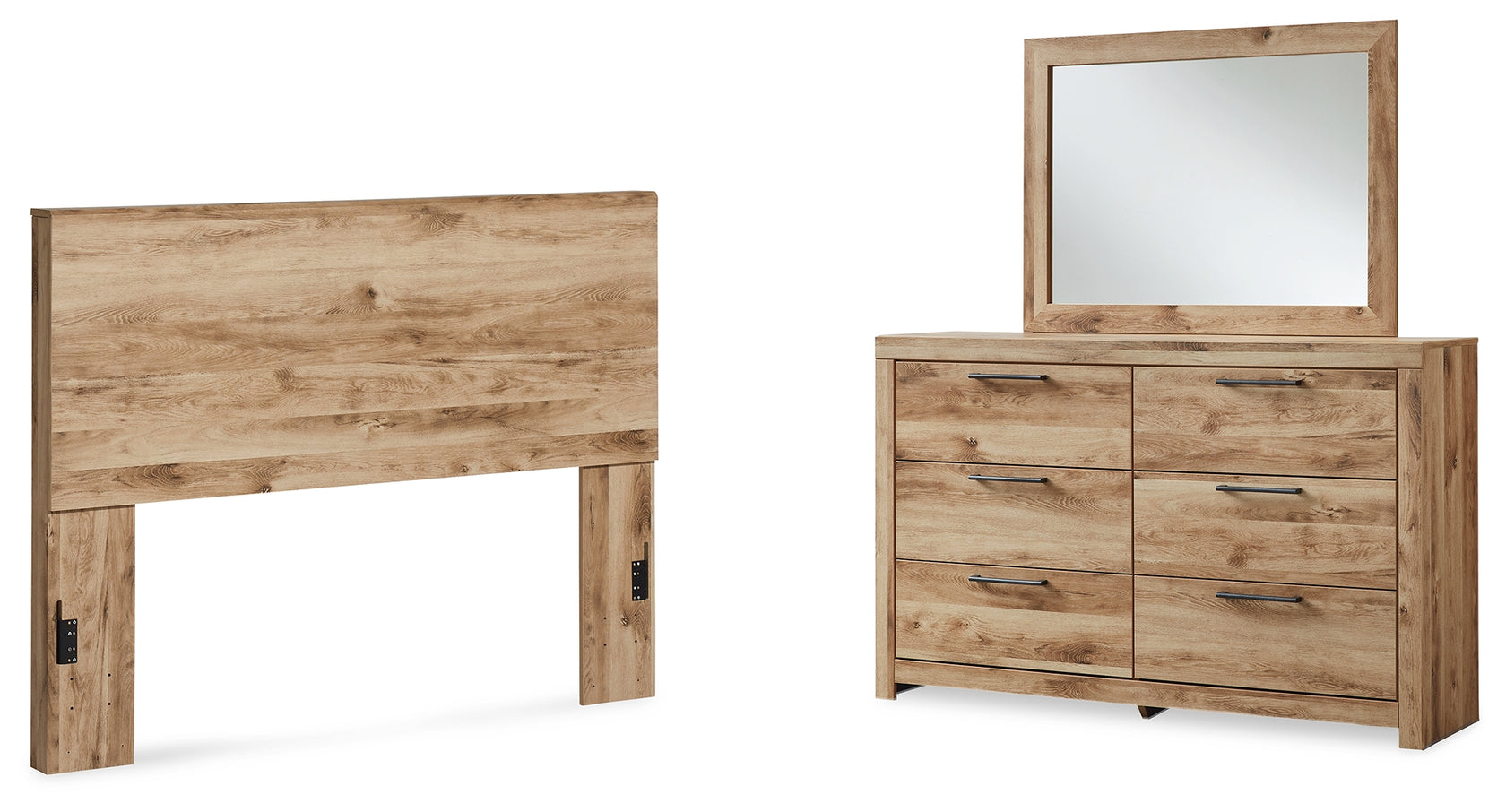 Hyanna Queen Panel Headboard with Mirrored Dresser in Tan Brown from Ashley Furniture - Luna Furniture