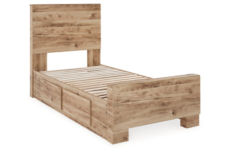 Hyanna Tan Brown Twin Storage Platform Bed with 2 Drawers from Ashley - Luna Furniture