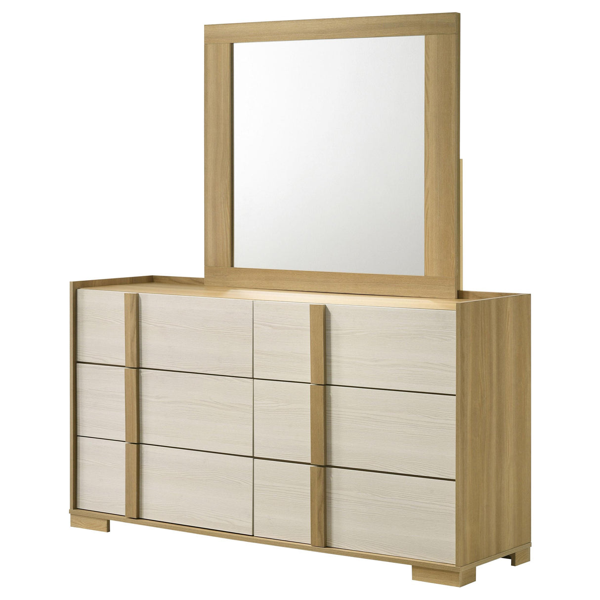Hyland 6-drawer Dresser with Mirror Natural from Coaster - Luna Furniture