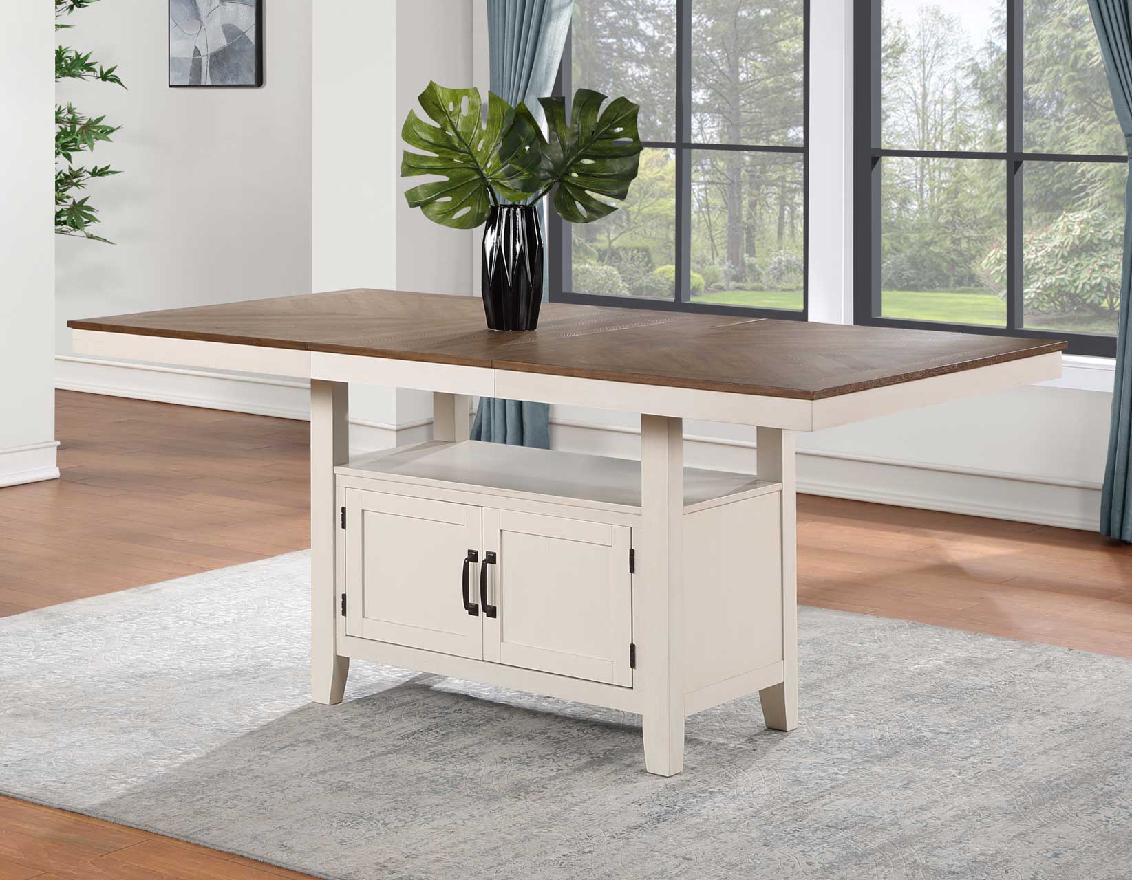 Hyland 80-inch Counter Table w/20-inch Leaf, Brown – Luna Furniture