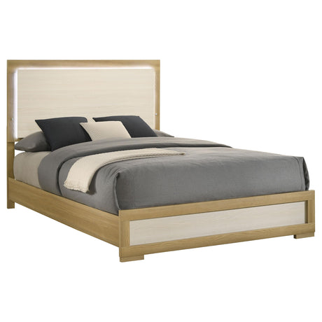 Hyland Natural Wood Queen LED Panel Bed from Coaster - Luna Furniture