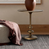 Marlow Matchstick Pedestal Table in Aluminum Matte Brass from Four Hands - Luna Furniture