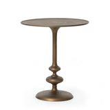 Marlow Matchstick Pedestal Table in Aluminum Matte Brass from Four Hands - Luna Furniture