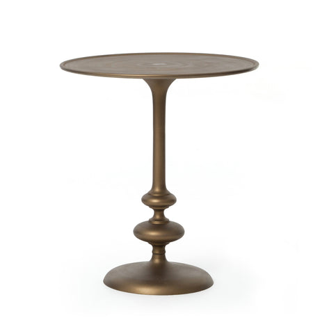 Marlow Matchstick Pedestal Table in Aluminum Matte Brass from Four Hands - Luna Furniture