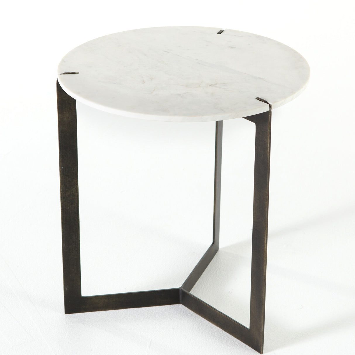 Kiva End Table in Polished White Marble from Four Hands - Luna Furniture