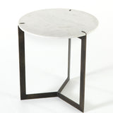 Kiva End Table in Polished White Marble from Four Hands - Luna Furniture