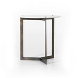 Kiva End Table in Polished White Marble from Four Hands - Luna Furniture