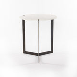 Kiva End Table in Polished White Marble from Four Hands - Luna Furniture