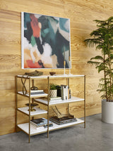 Lily Console Table in Polished White Marble from Four Hands - Luna Furniture