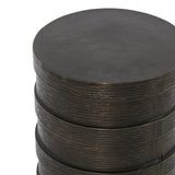Trello Drum End Table in Textured Brass from Four Hands - Luna Furniture