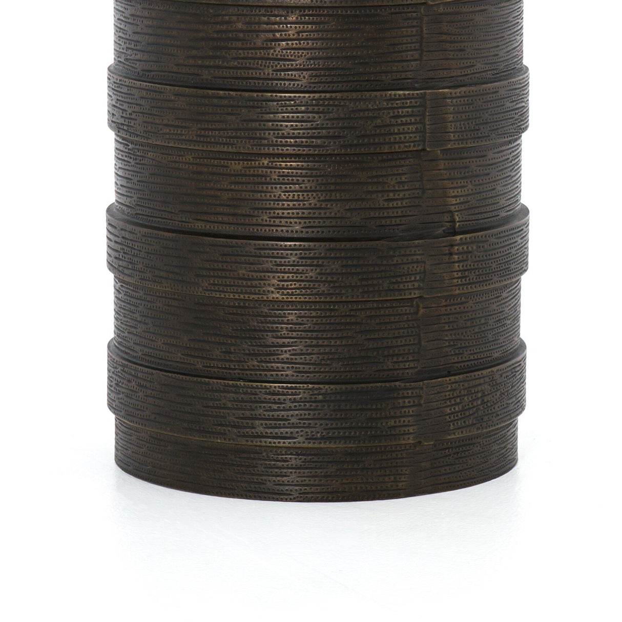 Trello Drum End Table in Textured Brass from Four Hands - Luna Furniture