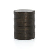 Trello Drum End Table in Textured Brass from Four Hands - Luna Furniture