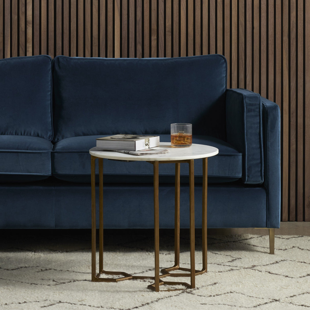 Naomi Marble End Table in Polished White Marble from Four Hands - Luna Furniture