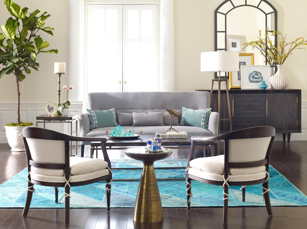 Marlow Mod Pedestal Table in Ash Glass from Four Hands - Luna Furniture