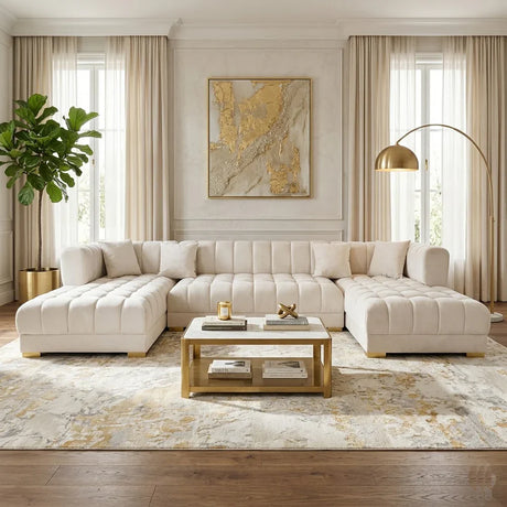 Jayla Ivory Velvet Double Chaise Sectional from Nova Furniture - Luna Furniture