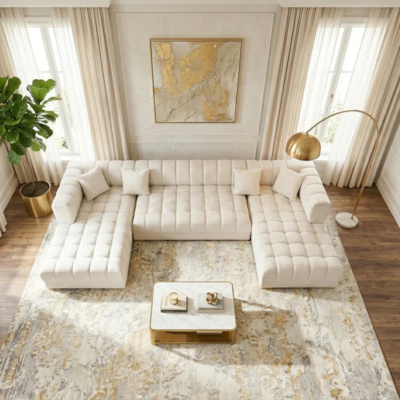 Jayla Ivory Velvet Double Chaise Sectional from Nova Furniture - Luna Furniture
