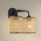Quell 2-Light Rattan Wall Sconce with Black Metal Finish from Ashcroft Furniture - Luna Furniture