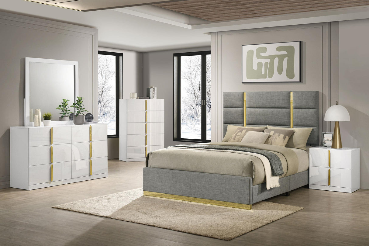 Ines Gray 52-inch Upholstered Queen Panel Bed from Coaster - Luna Furniture