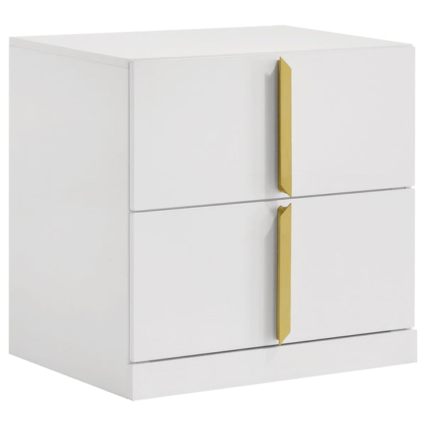 Ines White High Gloss 2-Drawer Nightstand