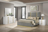 Ines Gray and White High Gloss 4-Piece Queen Bedroom Set from Coaster - Luna Furniture
